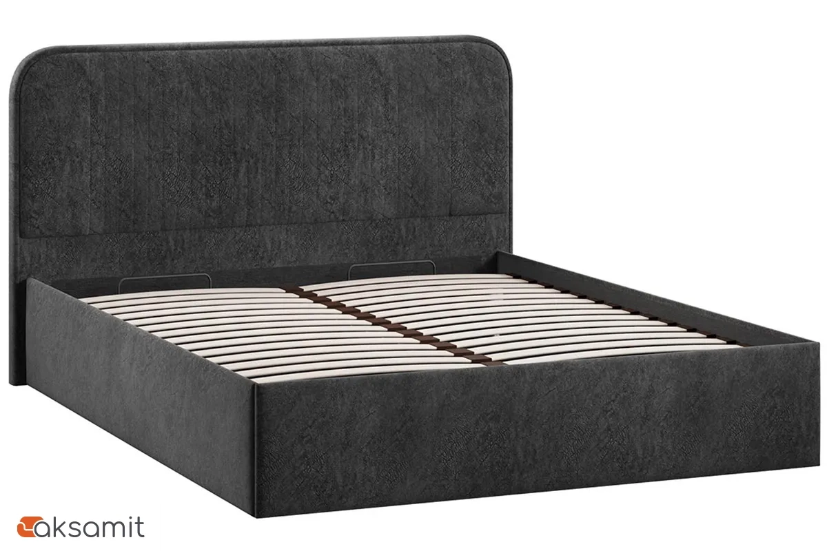 Кровать Тиффани Тип 1 с ПМ и заглушиной 160х200 (Микровелюр/Wellmart Graphite) Кровать Тиффани Тип 1 с ПМ и заглушиной 160х200 (Микровелюр/Wellmart Graphite)