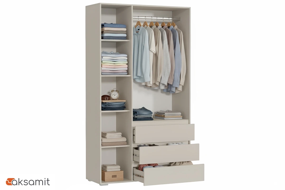 Шкаф 3-створчатый с ящиками Веста (Бежевый)