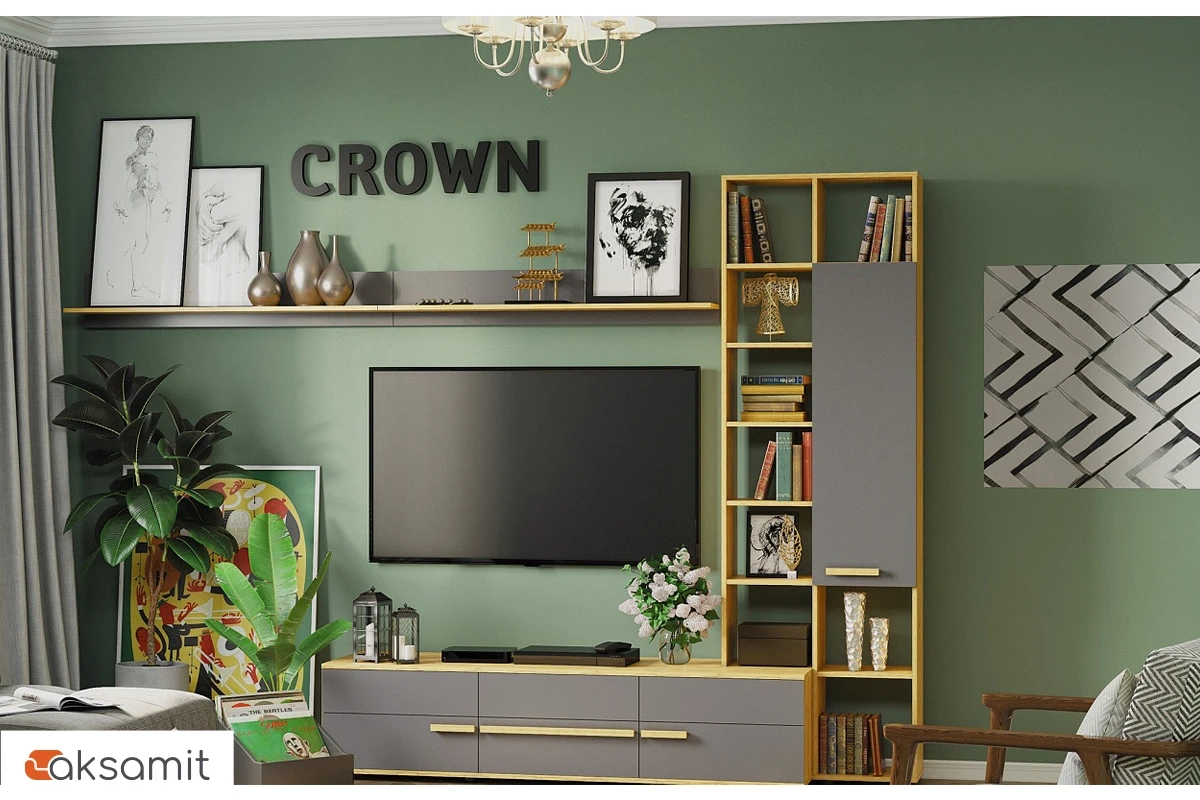 Гостиная Crown №3 (Дуб Золотистый/Графит) Гостиная Crown №3 (Дуб Золотистый/Графит)