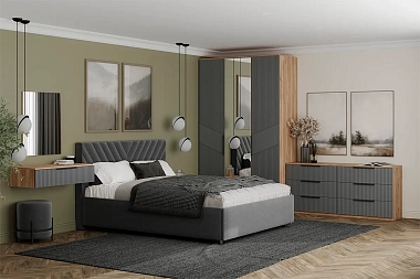 Стол туалетный Астория 20 подвесной (Дуб кастелло медовый / Графит софт)