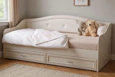 Кровать-софа Верона  одинарная с 2ящ. (латофлексы) (Дуб атланта /Экокожа бенгал)