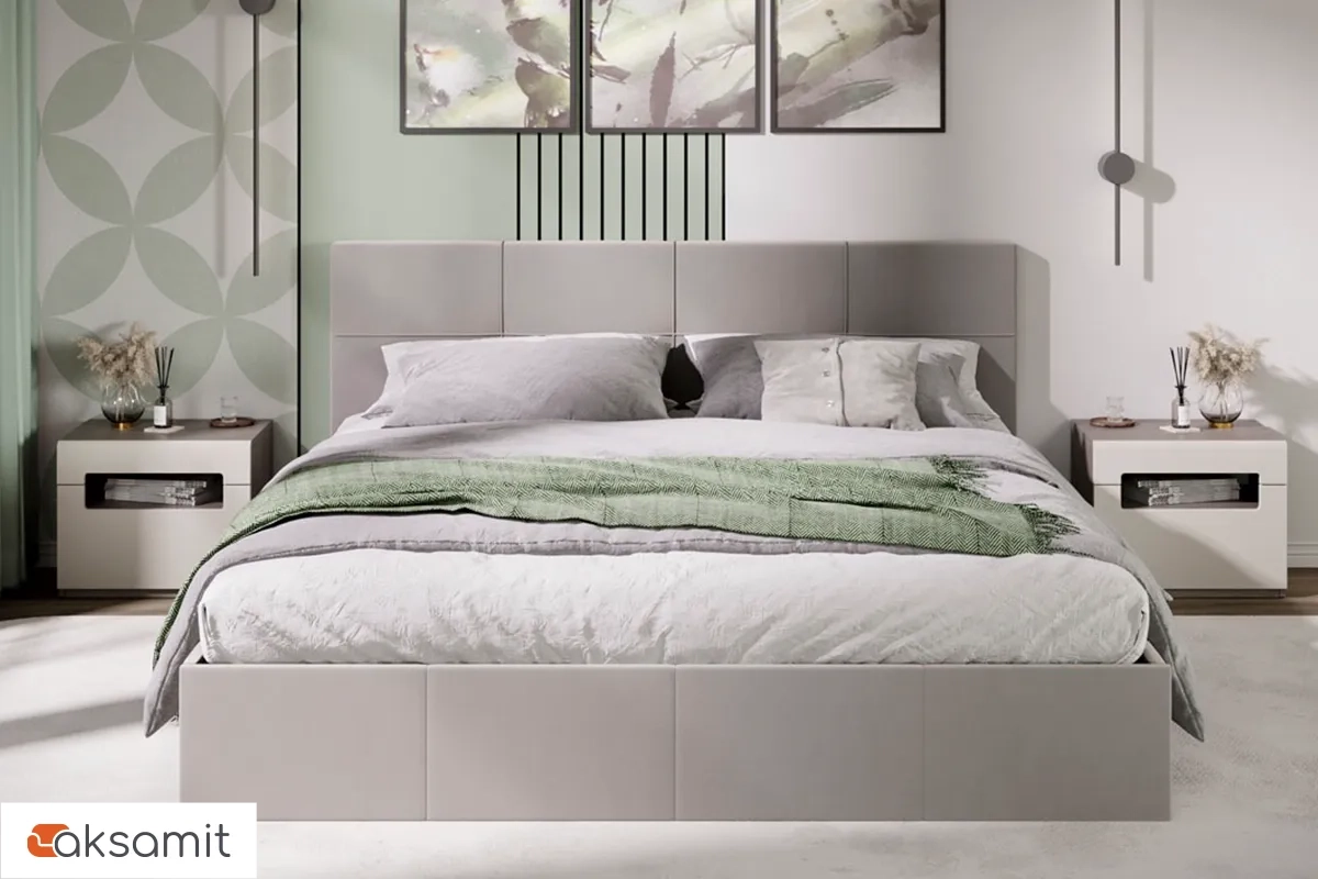 Кровать Лора с ПМ и заглушиной 180х200 (Велюр / Confetti Smoke)