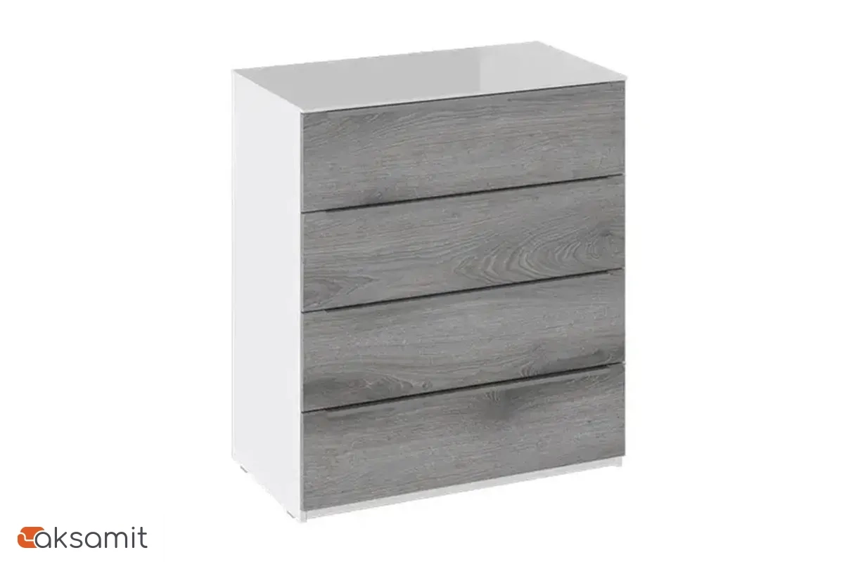 Комод Синди ТД 320.04.02 (Белый глянец/Дуб Гамильтон)