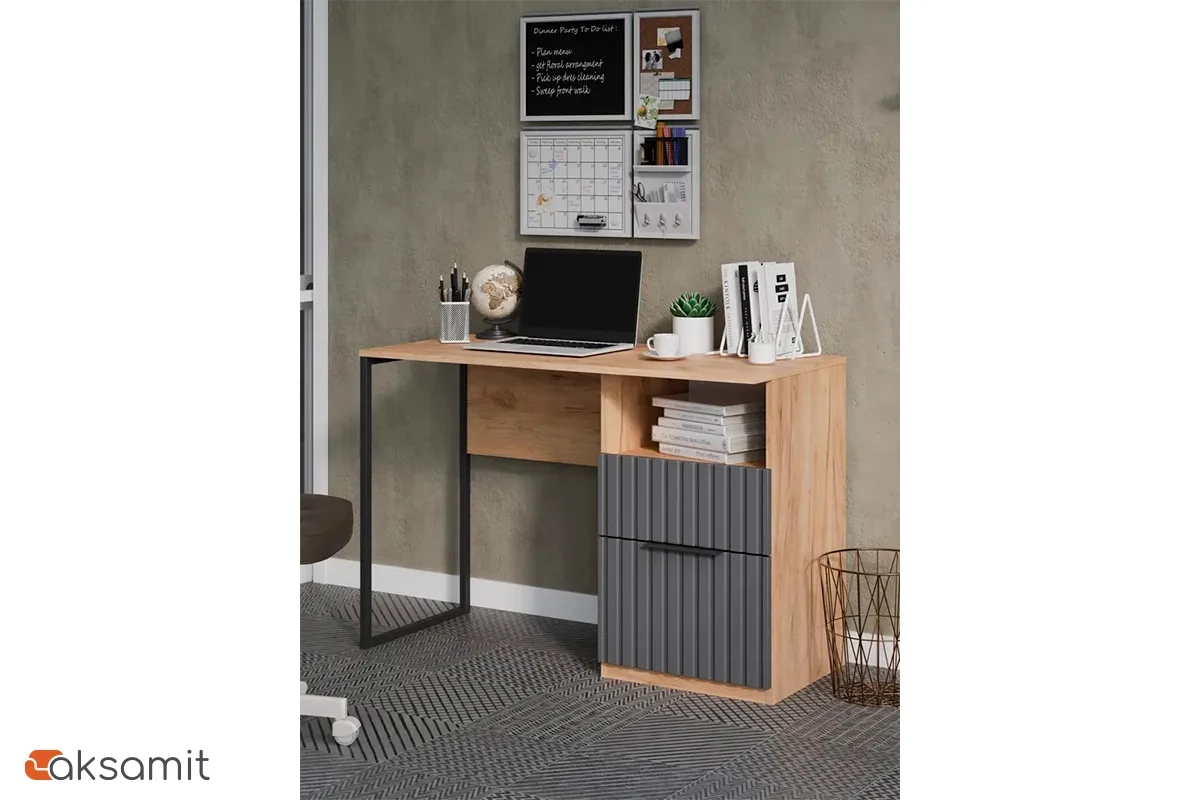 Стол письменный Хилтон Тип 1 (Дуб Крафт золотой/Графит матовый)