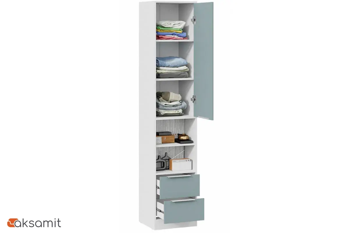 Шкаф комбинированный Марли (Белый/Серо-голубой)