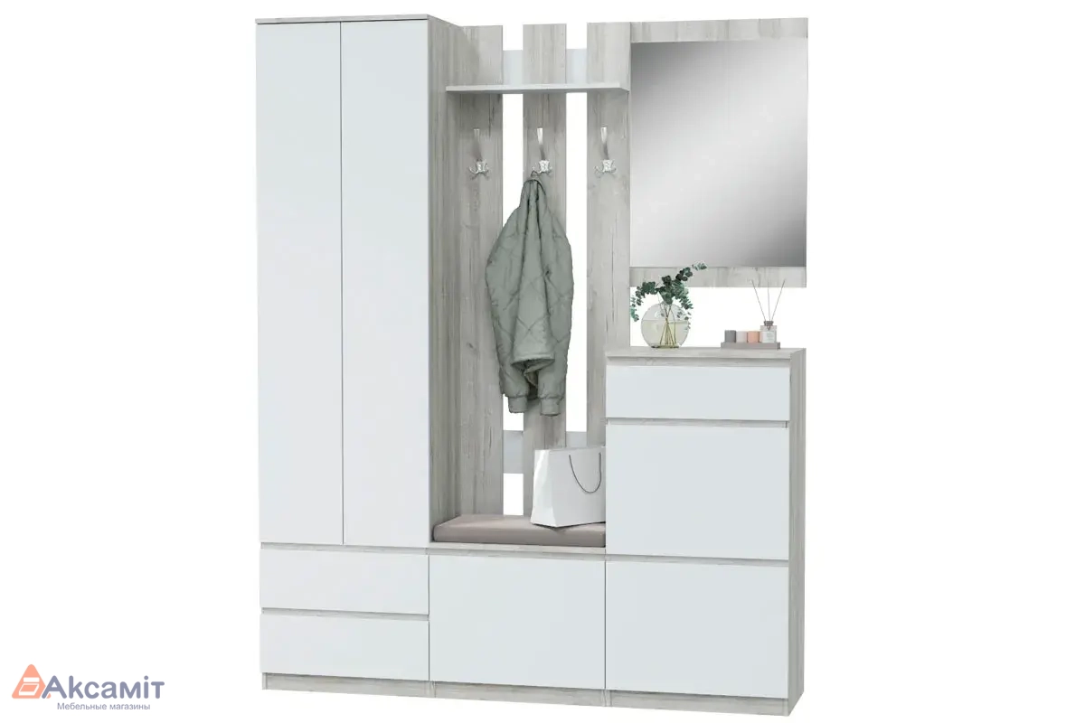 Шкаф для одежды Лори (Дуб серый/Белый)