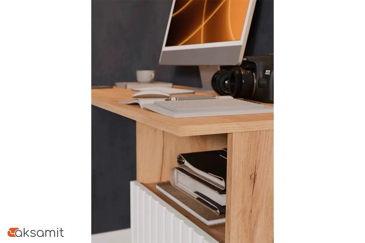 Стол письменный Хилтон Тип 1 (Дуб Крафт Золотой/Белый матовый)