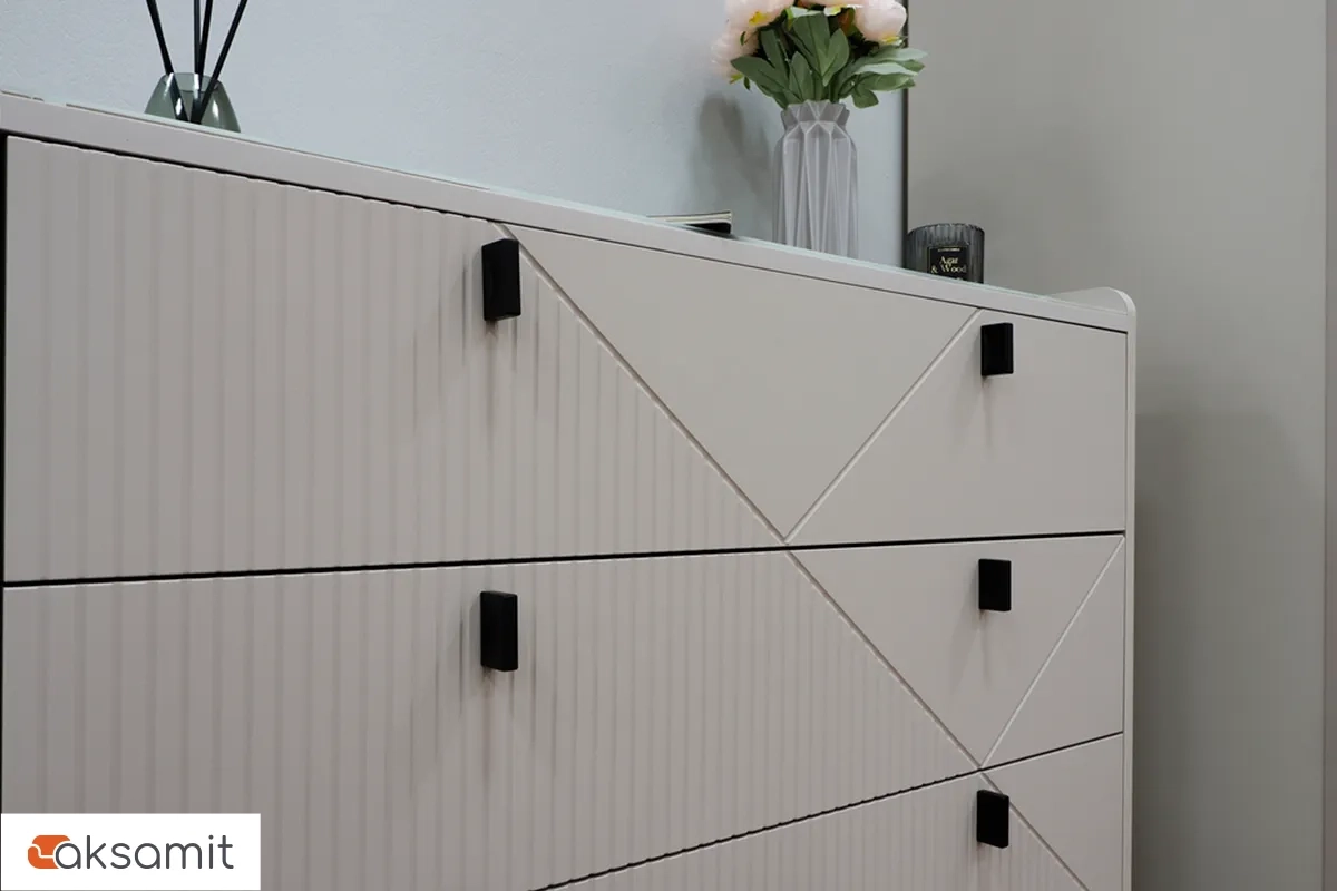 Комод Кашемир 4 ящ. (Кашемир/Сантьяго/Стекло матовое с фотопечатью)