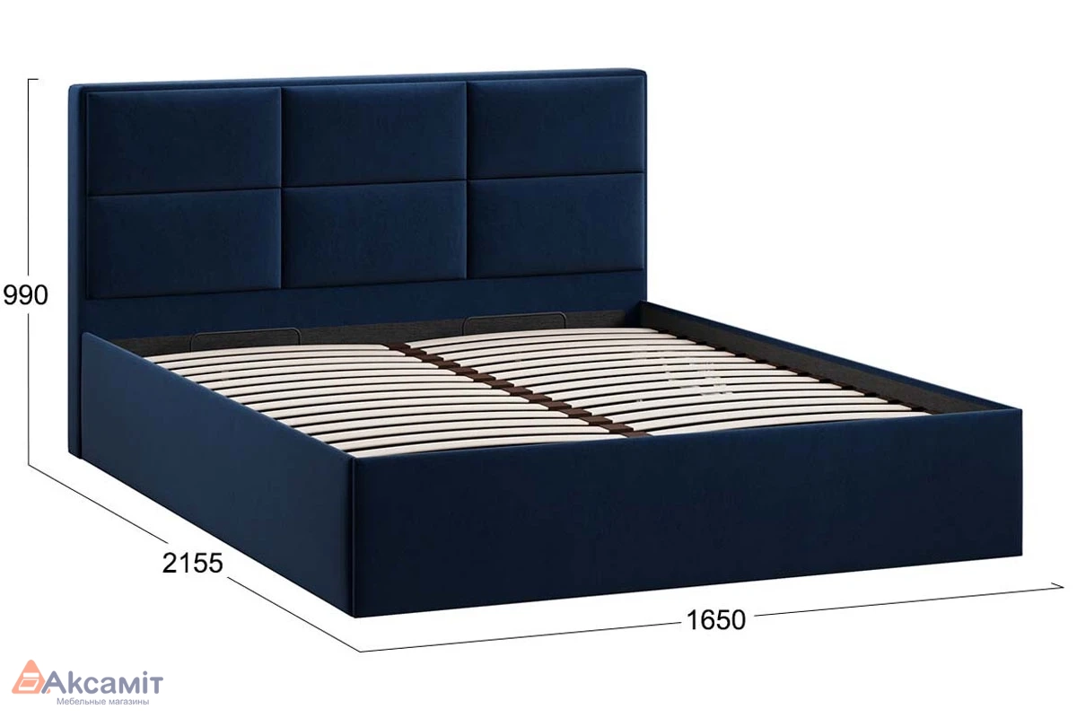 Кровать Стелла с ПМ Тип 1 и заглушиной 160х200 (Микровелюр/Wellmart Blue)
