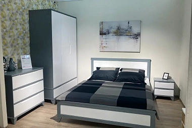 Кровать Соня (массив) 160х200 (Серый/Белый)