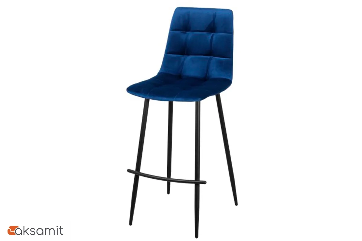  Стул Чили барный (Муар черный / Велюр Velutto 25 / Темно- синий) СРП-054