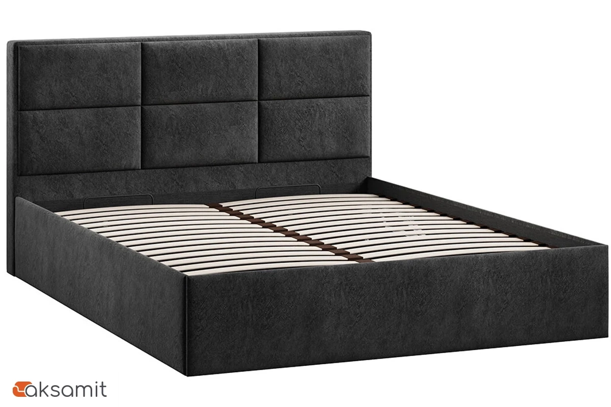 Кровать Стелла c ПМ 160х200 Тип 1 (Микровелюр/Wellmart Graphite) Кровать Стелла c ПМ 160х200 Тип 1 (Микровелюр/Wellmart Graphite)