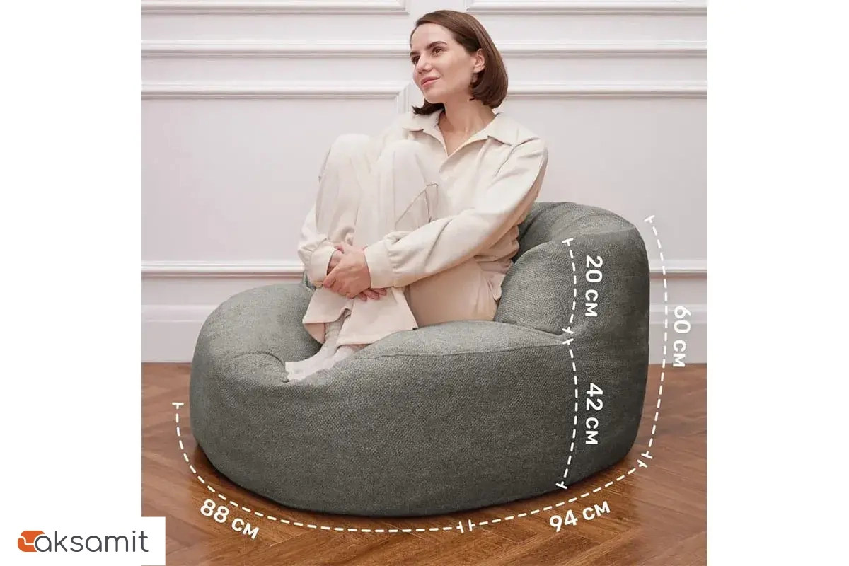 Кресло бескаркасное Bubble (Букле / Светло-серый)