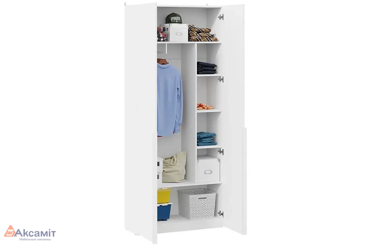 Шкаф для одежды Порто СМ-393.07.223 (366) (Белый жемчуг/Белый софт)