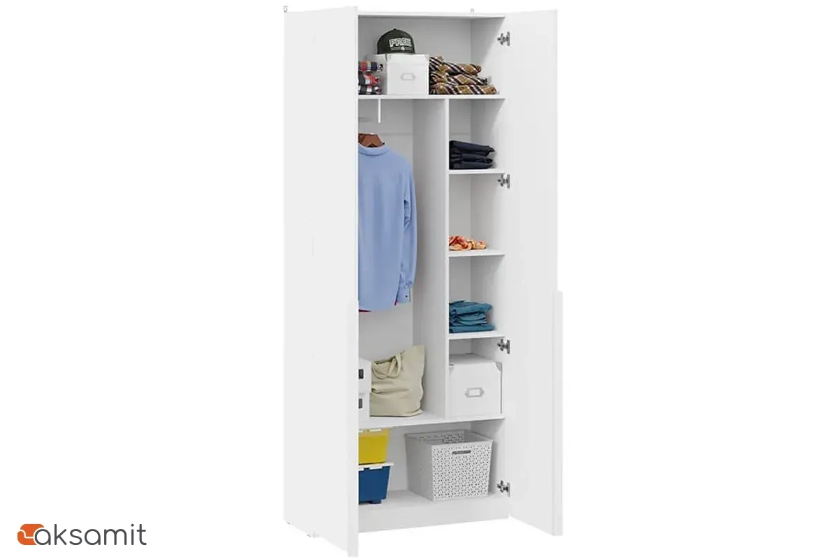 Шкаф для одежды Порто СМ-393.07.223 (366) (Белый жемчуг/Белый софт)