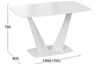 Стол раздвижной Тип 1 Фабио (Белый матовый/Стекло глянцевое белое)