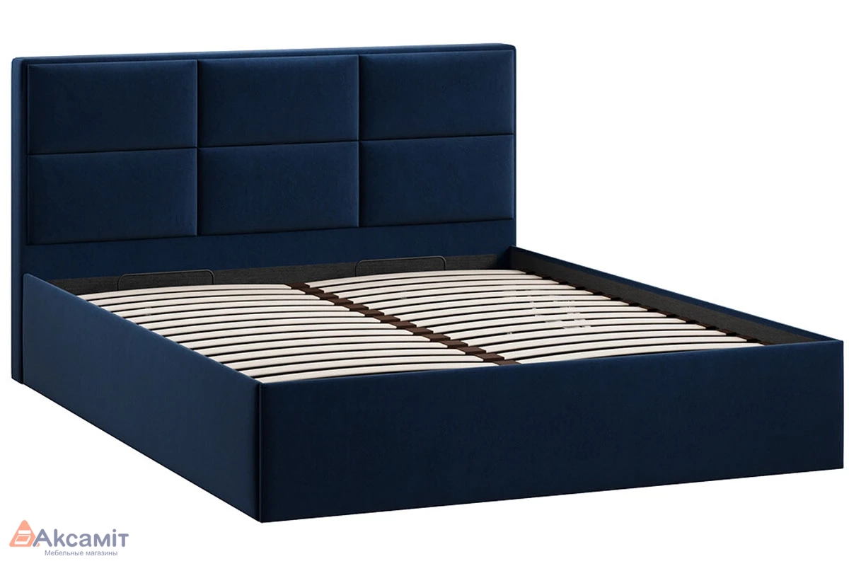 Кровать Стелла c ПМ 160х200 Тип 1 (Микровелюр/Wellmart Blue)