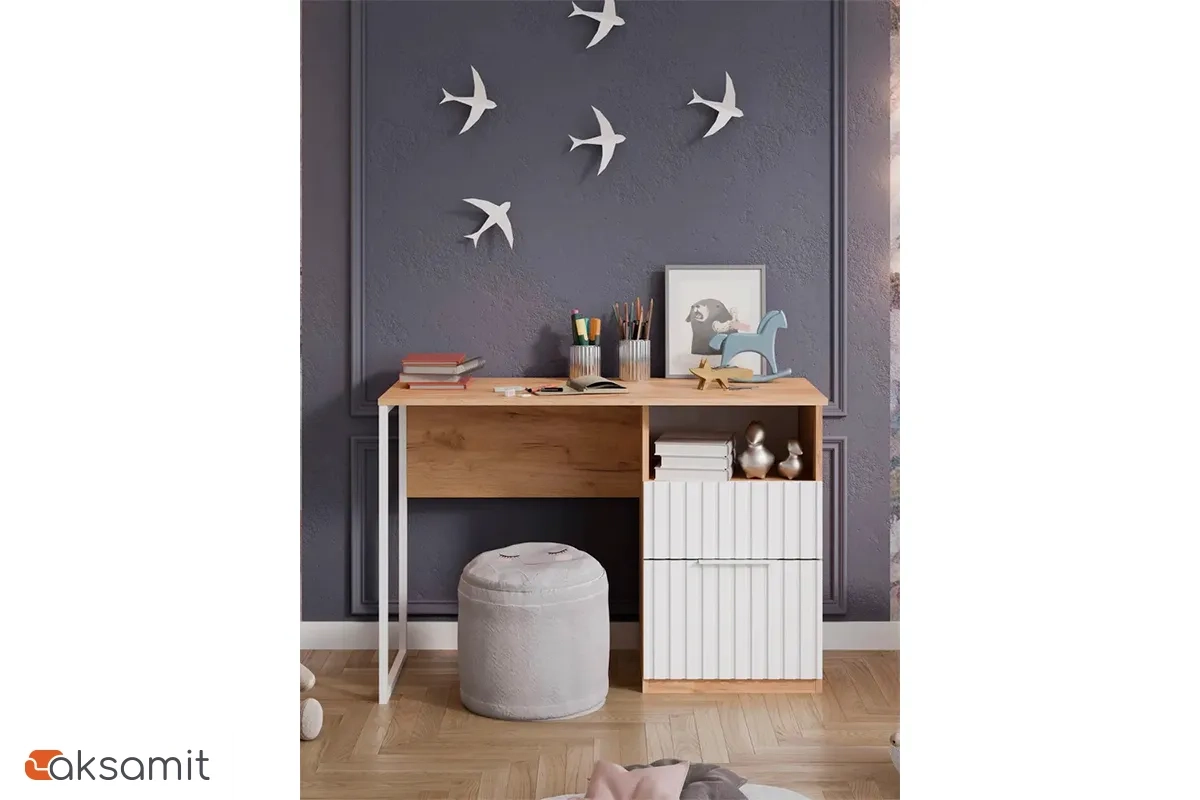 Стол письменный Хилтон Тип 1 (Дуб Крафт Золотой/Белый матовый)