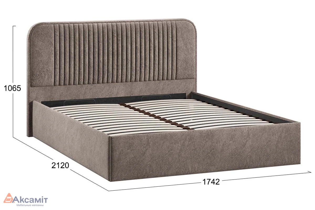 Кровать Тиффани c ПМ Тип 1 и заглушиной 160х200 (Микровелюр/Wellmart Latte)