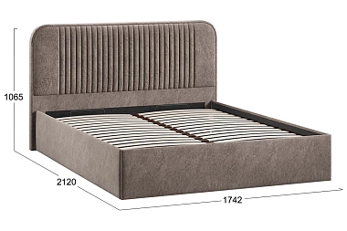 Кровать Тиффани c ПМ Тип 1 и заглушиной 160х200 (Микровелюр/Wellmart Latte)