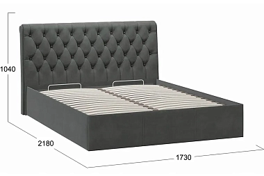 Кровать двойная Скарлет с ПМ Тип 1 и заглушиной 160х200 (Велюр/Графит)
