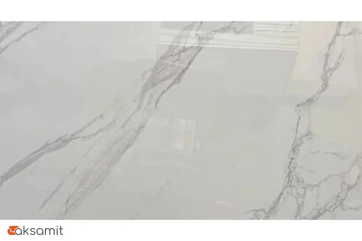 Стол обеденный Норд 1400х800 (Керамика YB9020022BG Белый мрамор прожилки латте / ЛДСП с черной кромкой / Металл черный)