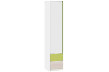 Шкаф для белья комбинированный с накладкой Сканди СМ-386.07.21-20 (Дуб Гарден/Белая/Зеленый)