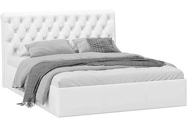 Кровать двойная Скарлет с ПМ Тип 1 и заглушиной 160х200 (Кожзам/Белый)