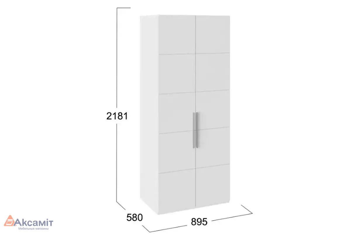 Шкаф для одежды Наоми СМ-208.07.03 (Белый глянец)