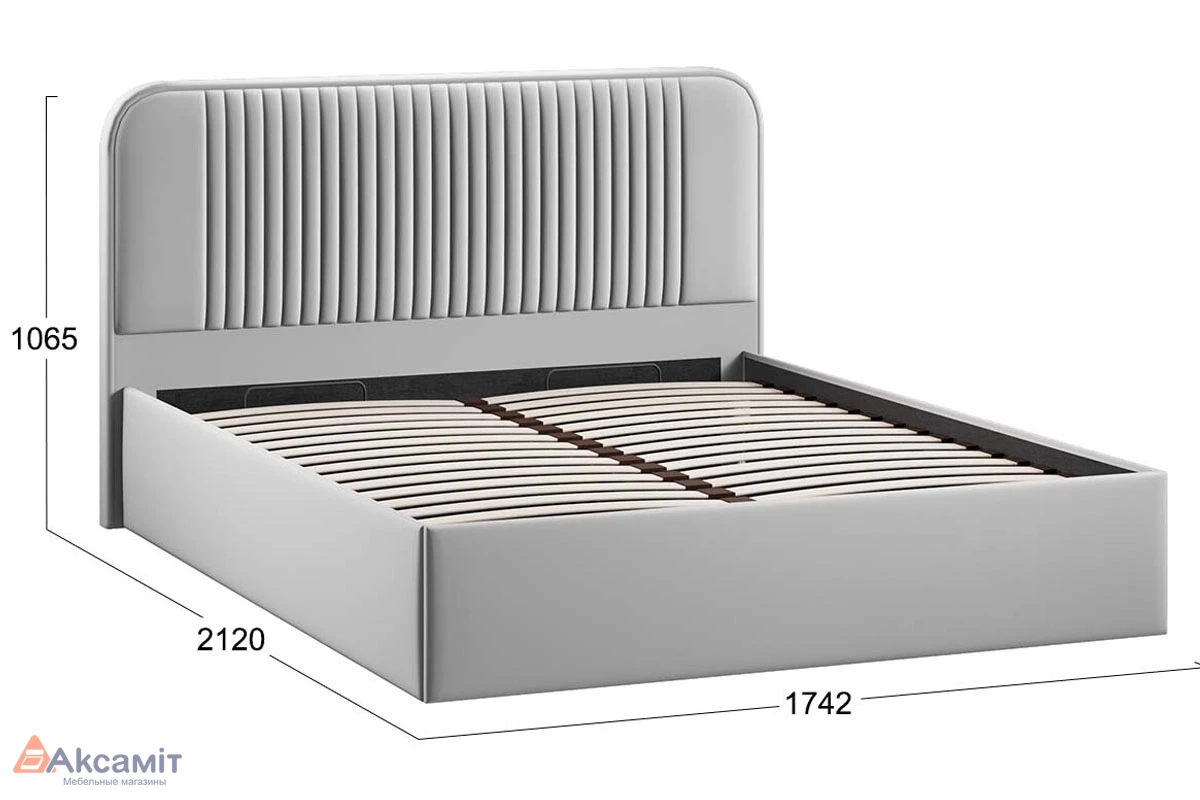Кровать Тиффани с ПМ Тип 1 и заглушиной 160х200 (Велюр/Confetti Silver)