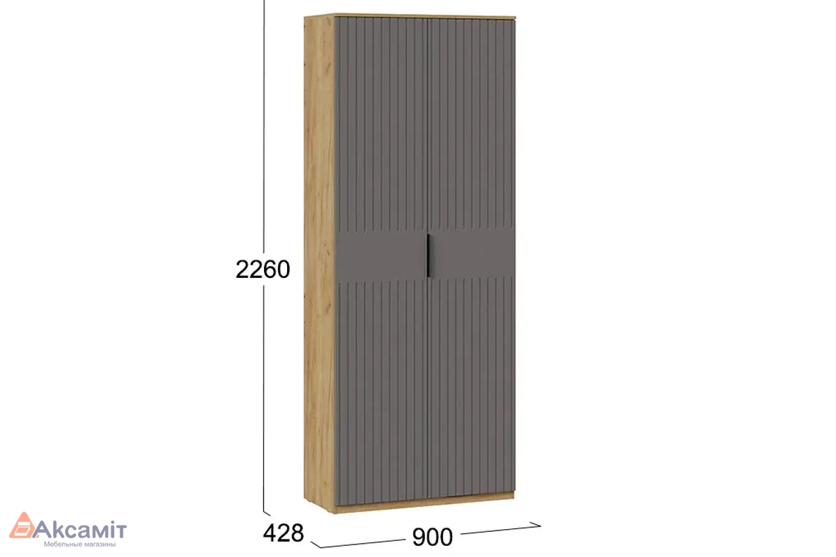 Шкаф комбинированный Хилтон с 2 дверями Исп.2 (Дуб Крафт Золотой/Графит матовый)
