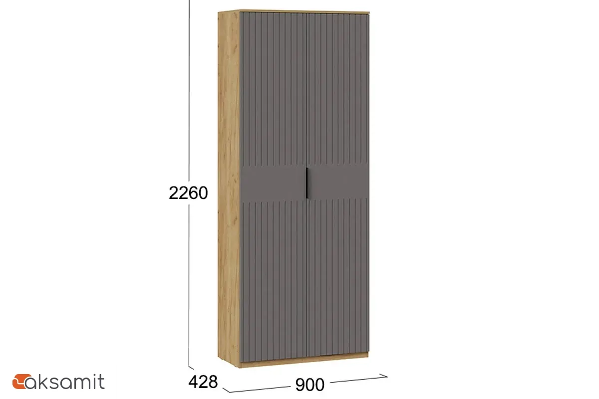 Шкаф комбинированный Хилтон с 2 дверями Исп.2 (Дуб Крафт Золотой/Графит матовый)