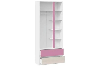 Шкаф для одежды комбинированный с накладкой Сканди СМ-386.07.26-26 (Дуб Гарден/Белая/Лиловый)