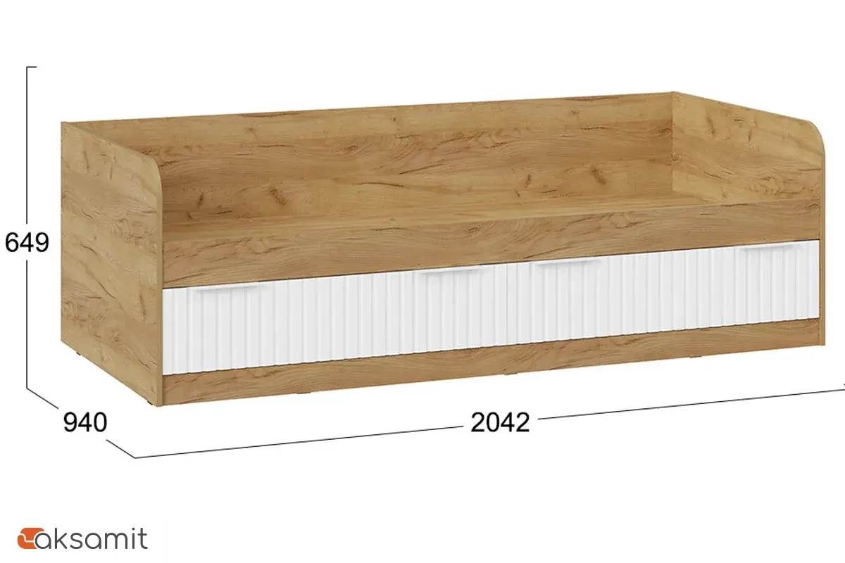 Кровать комбинированная Хилтон 90х200 Тип 1 (Дуб Крафт Золотой/Белый матовый)