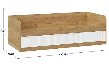 Кровать комбинированная Хилтон 90х200 Тип 1 (Дуб Крафт Золотой/Белый матовый)
