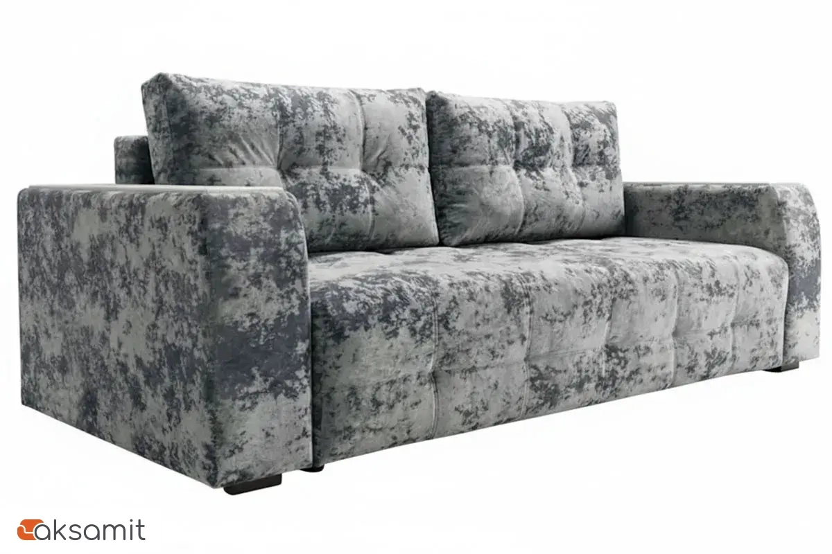 Диван-кровать Бали 4 ДК (Plush steel / Накладки рамух белый) 5 кат.