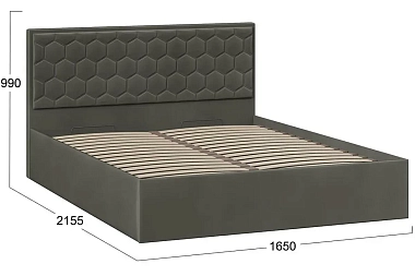 Кровать Порто с ПМ и заглушиной 160х200 (Велюр/Confetti Stone)