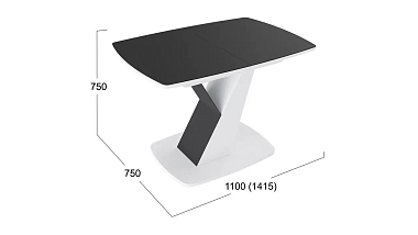 Стол обеденный Гарда Тип 1 (Белый/Стекло матовое/Черный графит)