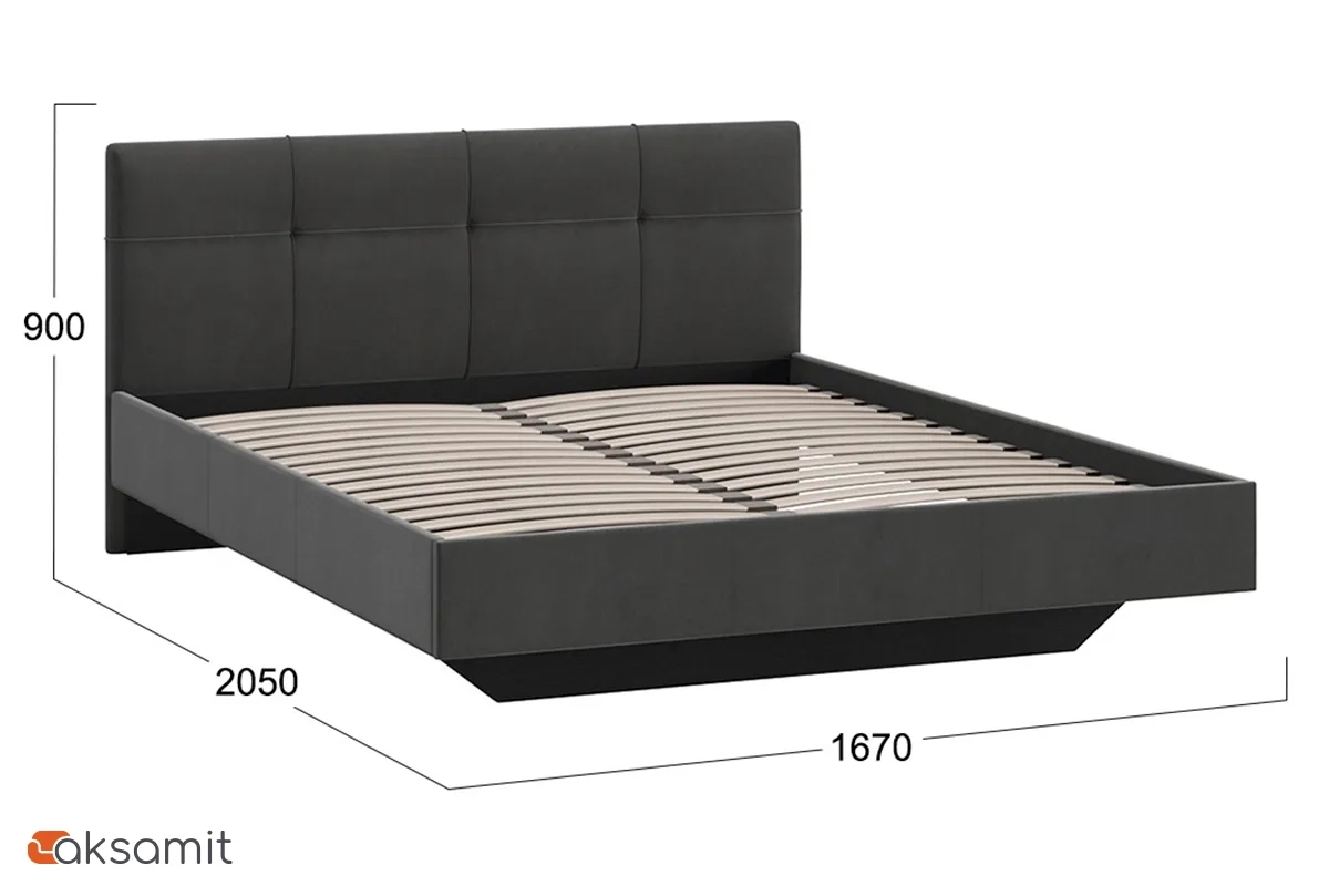 Кровать Элис с мягкой обивкой Тип 1 Исп.2 160х200 (Велюр/Графит)