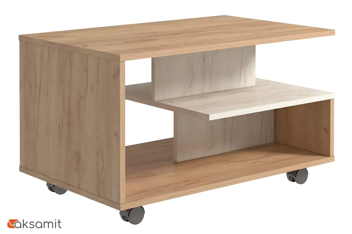 Стол журнальный тип 11 (Дуб крафт золотой / Дуб крафт белый)