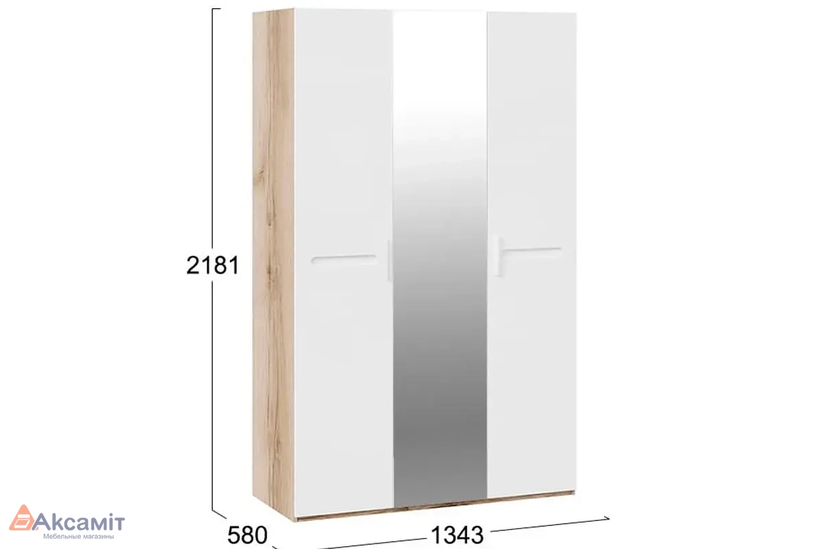 Шкаф комбинированный с 3 дверями Фьюжн ТД-260.07.43 (Белый глянец/Дуб Делано)