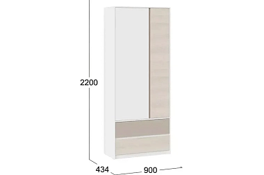 Шкаф для одежды комбинированный с накладкой Сканди СМ-386.07.26-26 (Дуб Гарден/Белая/Глиняный серый)