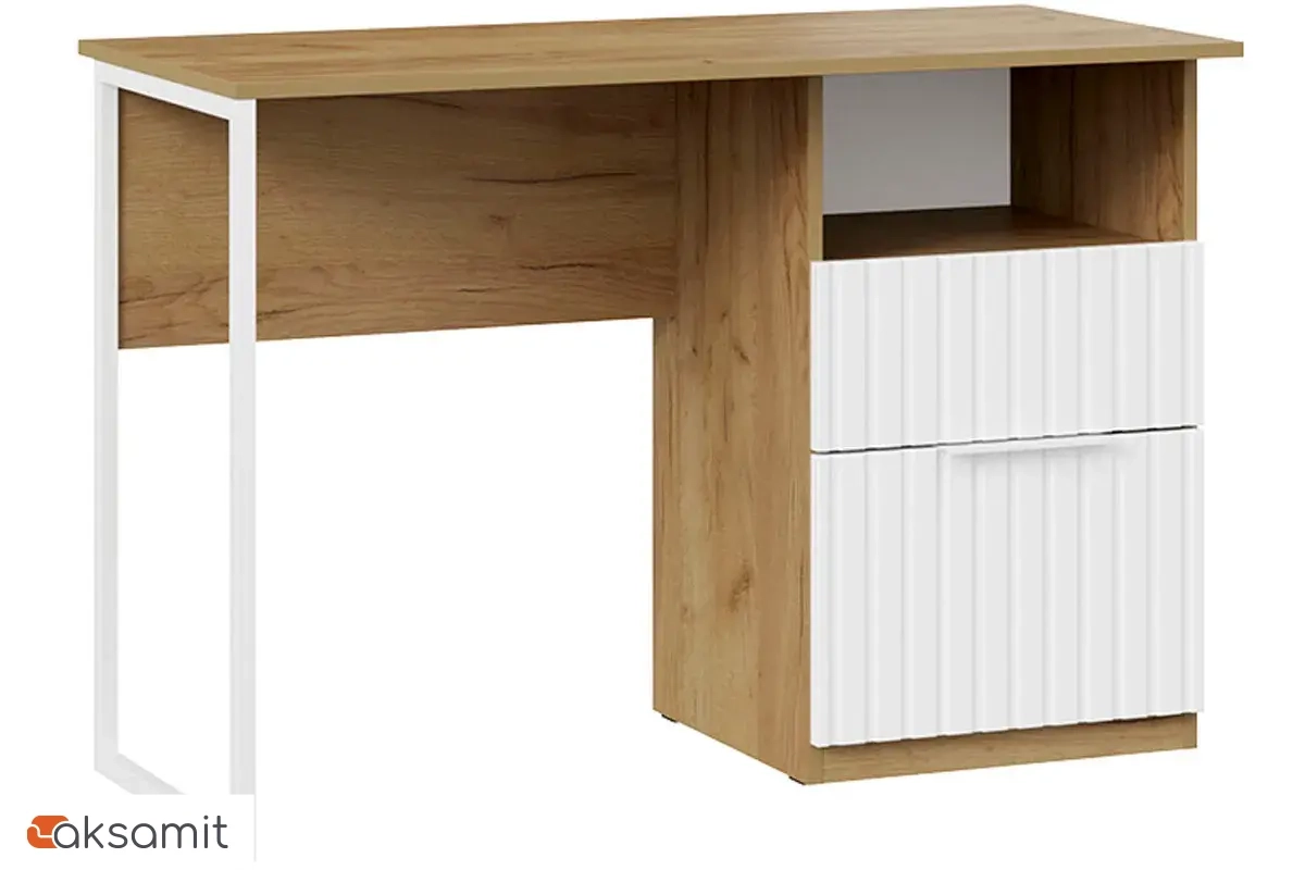 Стол письменный Хилтон Тип 1 (Дуб Крафт Золотой/Белый матовый)