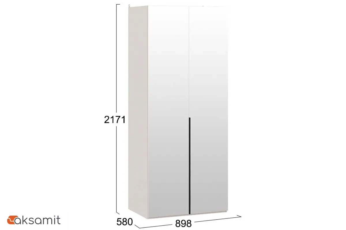 Шкаф для одежды Порто СМ-393.07.004 (580) с 2 зеркальными дверями (Кашемир матовый)