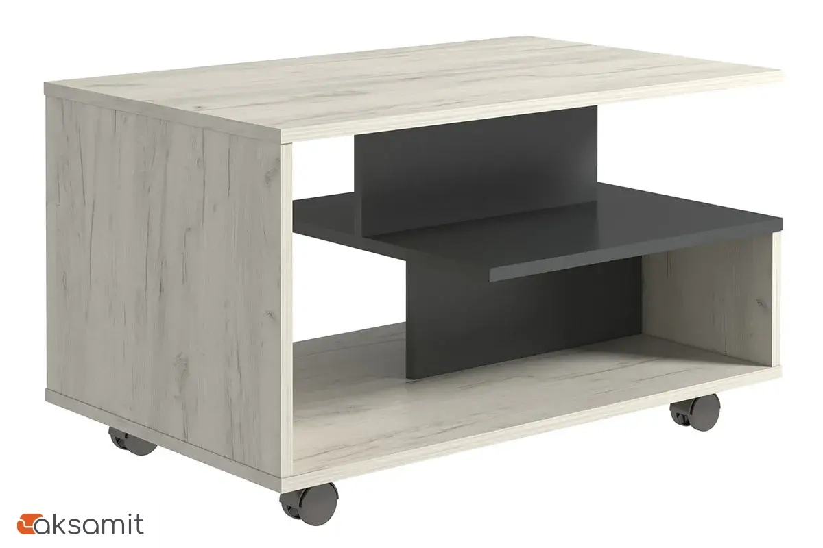 Стол журнальный тип 11 (Дуб крафт белый / Антрацит)