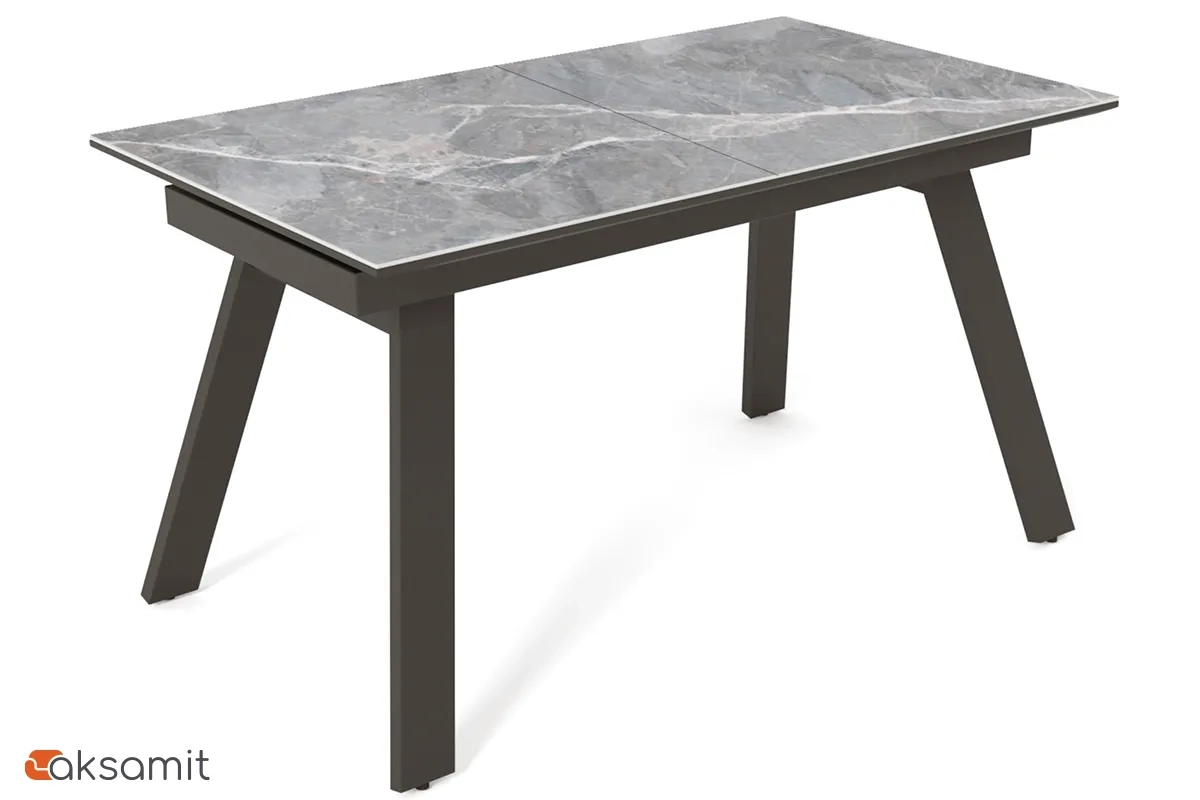 Стол обеденный Морис 1400(1800) (ст. №2/ Керамика FNZ9206050 Larka Grey/МДФ черная шагрень/Металл Черный) Стол обеденный Морис 1400(1800) (ст. №2/ Керамика FNZ9206050 Larka Grey/МДФ черная шагрень/Металл Черный)