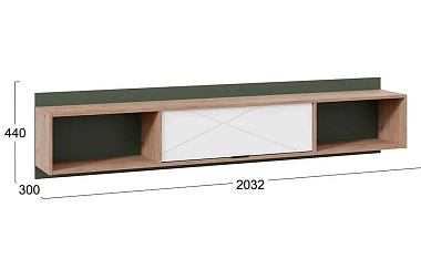 Шкаф навесной Лео ТД-410.12.21 (Гикори джексон/Белый матовый/Дымчатый зеленый)