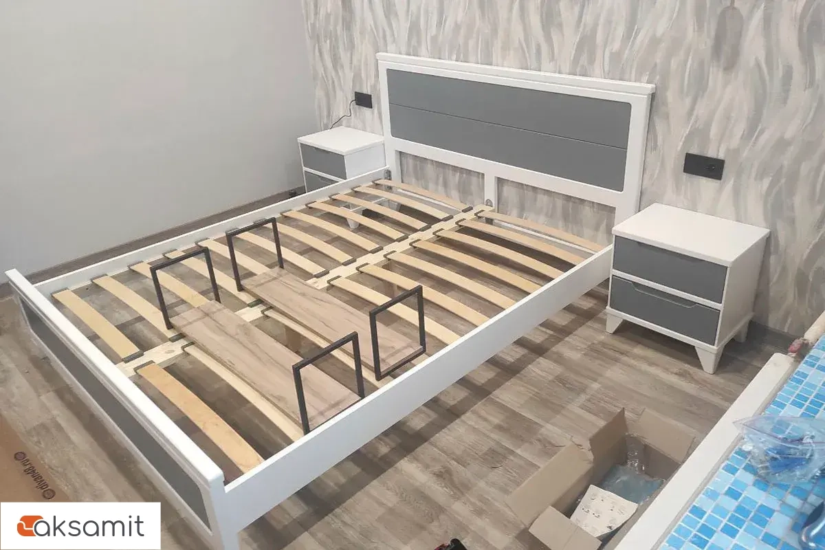 Тумба прикроватная Соня (массив) (Белый/Серый)