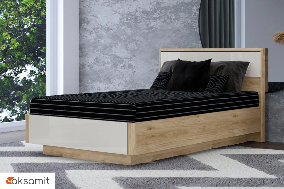 Кровать КР-4002-ГС-КГ 140х200 (Гикори Джексон Светлый / Кашемир Глянцевый)