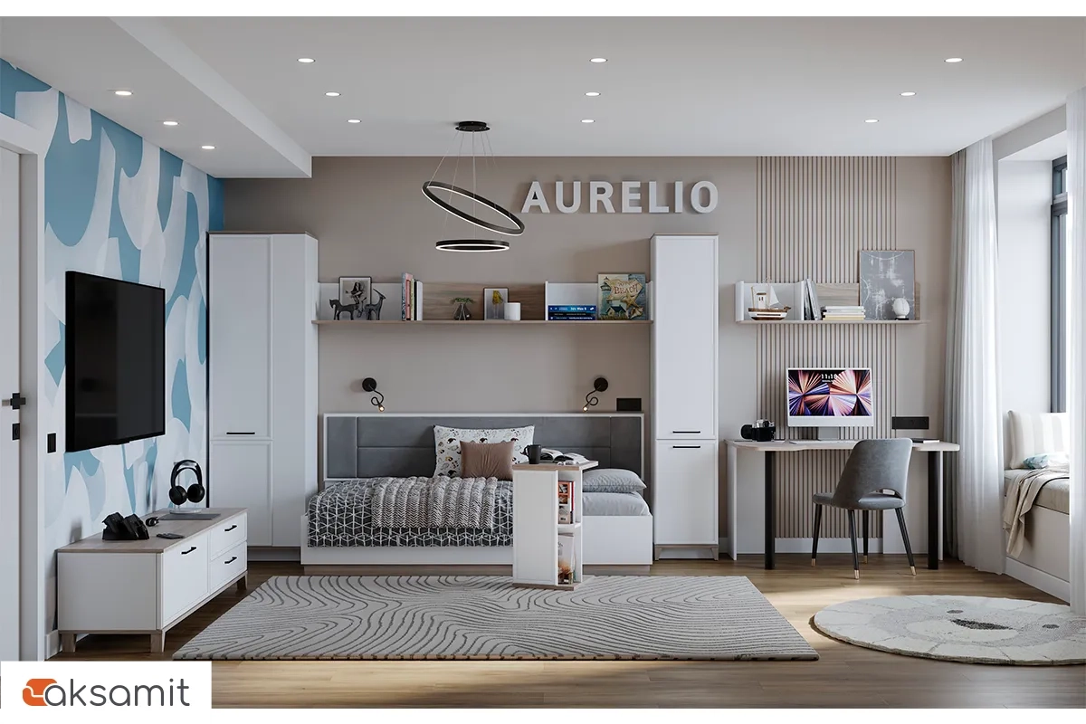 Молодёжная Aurelio №3 (Белый/Блеквуд Сатиновый)